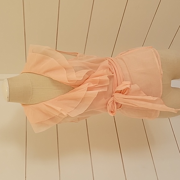 Lauren Ralph Lauren Tops - Lauren by Ralp Lauren sheer pink wrap shirt with ruffles